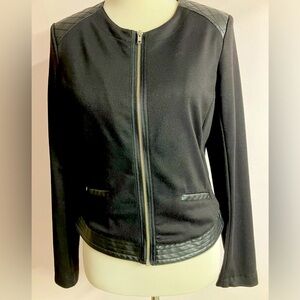 Sunny Leigh Women’s Jacket, 10, Black w Faux Leather, Lightweight